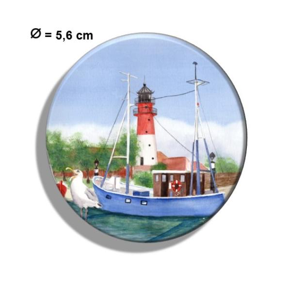 Kühlschrankmagnet m. Flaschenöffner Aquarell Maritim Kunst Druck Kunstdruck Nordsee Büsum Leuchtturm Hafen Strand Meer